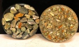2 Mid Century Modern Trivets (Hot Plates) Shells Cathered from Divers from the Pacific Ocean Glass