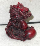 Chinese Red Dragon Holding a Ball