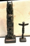Two Black Tlingit Indian Totem Pole 1- is 3.5