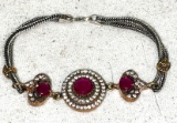 Turkish Sterling Silver and Ruby Bracelet