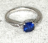 Sterling Silver Blue Sapphire Ring