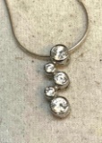 Sterling Silver Necklace and Pendant with white Gemstones