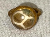 Ottoman Empire Gold Gilt Ring- glass center stone- Gods eye Protects against evil eye size 5.5