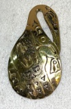 Native Jewelry Tlingit Carved Brass Pendant- Cormorant signed artist is Known for Bold style