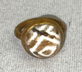 Old Style Glass Bead Ring Small Gold Gilt ring size 6