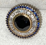 Cocktail Ring from Turkey w/Sapphires, White Topaz set in sterling silver & bronze ring size 8.5