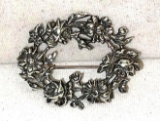 Beautiful Floral Sterling Silver pin Marked 925