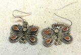 Scandinavian Butterfly Earrings w/ Redstones