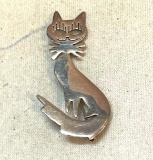 Cute Cat Pin sterling silver Marked ND 925
