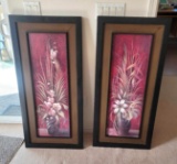 Pair of Flower Art with Metal Frame