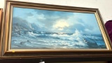 Framed Ocean Painting Signed 53