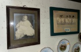 Framed Antique Black and White Baby Photo and 1936 Baby Calendar