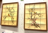 Pair of Japanese Bird Tiles wall Hangings