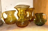 Set of 4 Crackle Glass Pitchers - Possibly Blanko