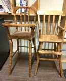 2 Vintage Wood Doll High Chairs