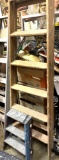 8ft Tall Wood Ladder and Wood Step Stool