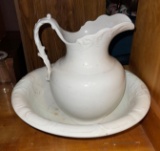 Pitcher and Bowl Set- Has a Crack but been repaired