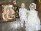Old Baby Doll, Porcelain Doll, Porcelain doll parts and Wigs