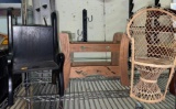 2 Doll chairs and Carved Wood Stand- Porcelain doll Size
