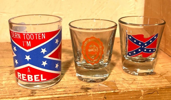 3 Southern Themed Shot Glasses