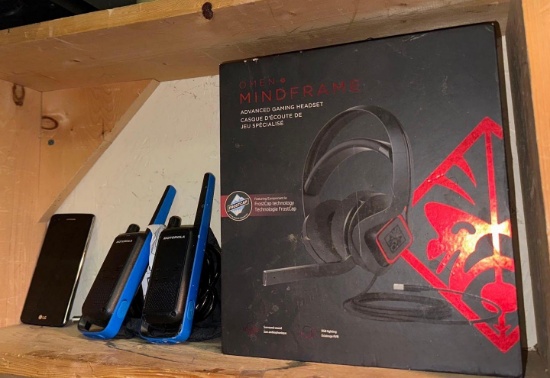 Omen Mindframe Gaming Headset, Motorola Walkie Talkies and LG Cellphone