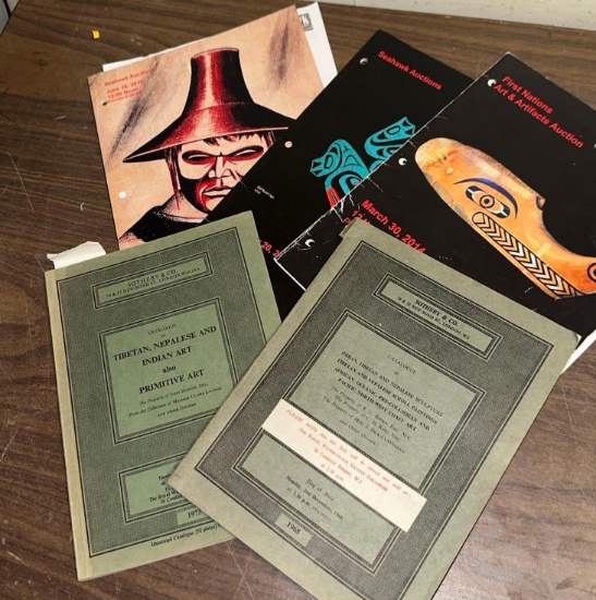 3 Native American Indian Auction Catalogs and 2- 1973 Sotheby & Co Auction Catalogs