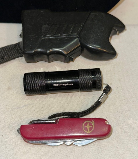 Taser, Pocket Knife and Flash Light