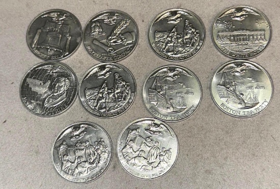 10 American Bicentennial Commemorative Coins