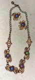 Dichroic Fused Glass Necklace and Earrings from Maui c:1960-70