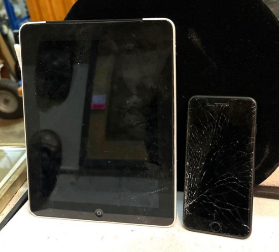 Iphone 7 Plus (Cracked Screen) AS IS and Ipad 16GB Model A1337 AS IS