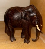 Teakwood Hand Carved Elephant about 4 1/2