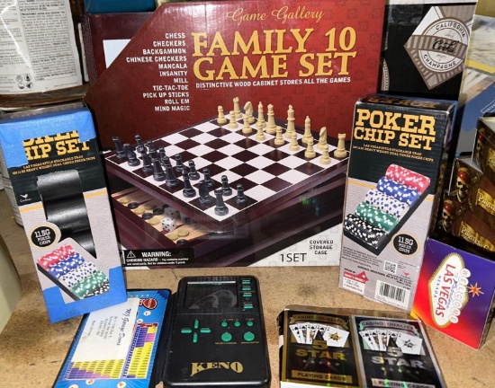 Family Game Set plus Poker Chips and Cards