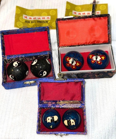 3 New Sets of Chinese Health Exercise Stress Balls in Display Boxes