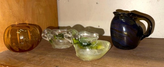4 Pieces of Blown Glass