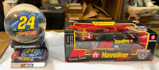 NIB Havoline Race Car #28 50th Anniversary of Nascar 1/2 scale & Jeff Gordon Nascar Snowglobe