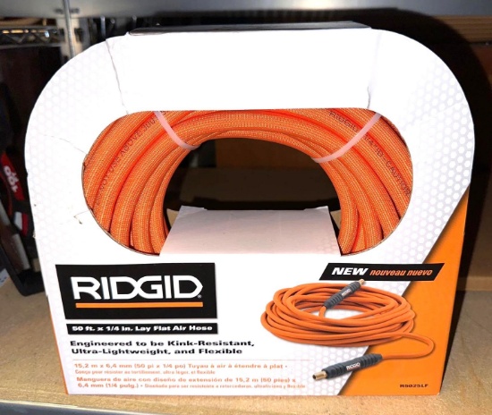 New RIDGID 50ft x 1/4" Lay Flat Air Hose