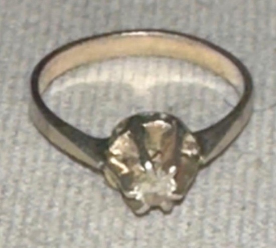 Victorian Era Sterling Pinky ring with Diamond tested