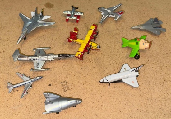 10 Die Cast Toy Air Craft including space Craft