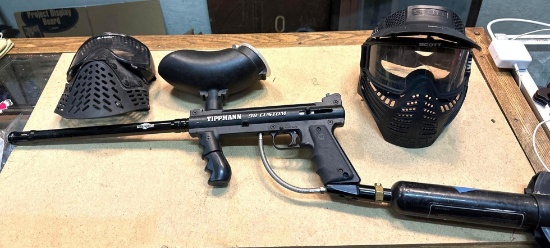 Tippmann 98 Custom Paintball Gun and 2 masks