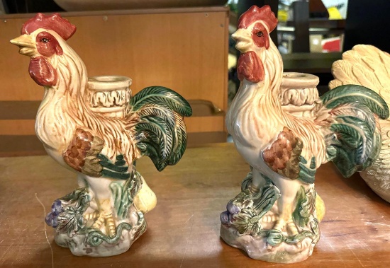 Pair of Rooster Candle Stick Holders