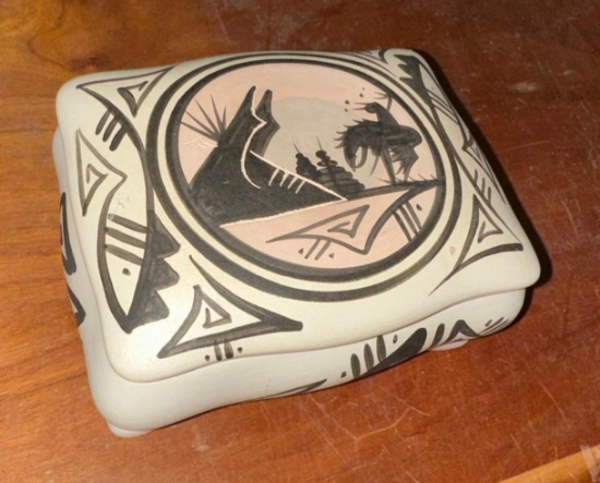 Signed Native American Painted Box