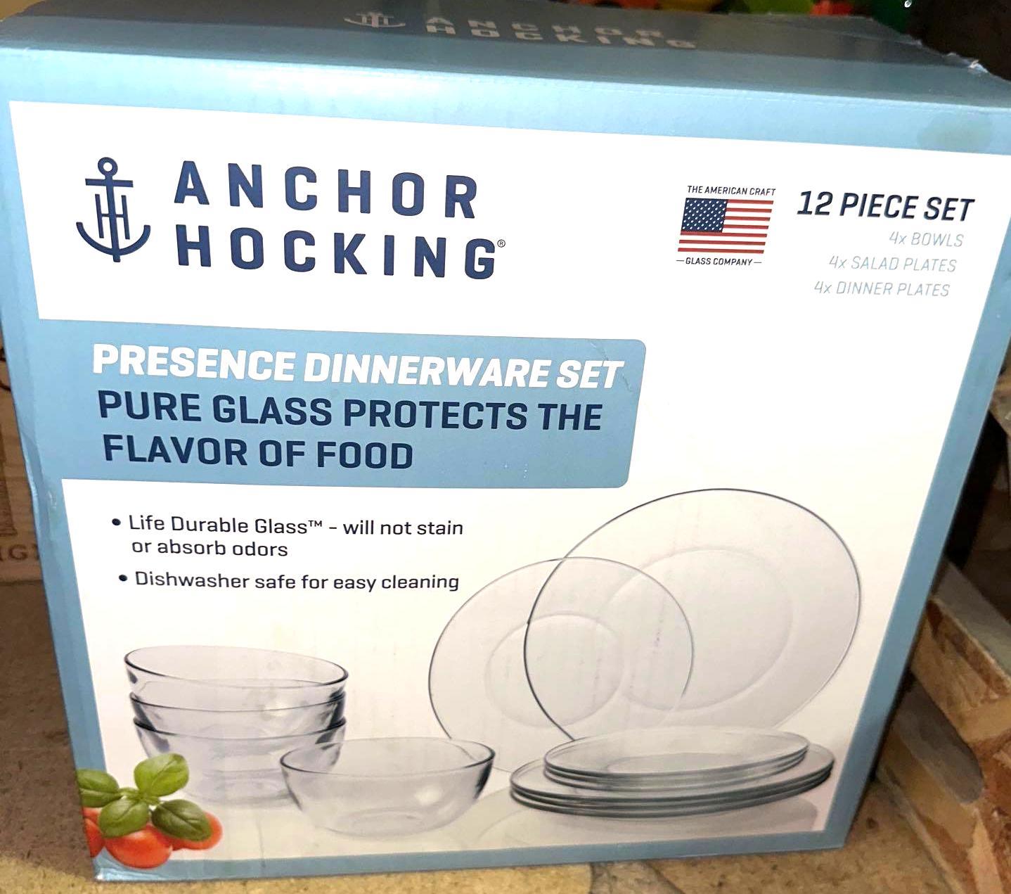 New Anchor Hocking Glass Dinnerware set 12 piece Proxibid