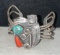 Native American Sterling Silver Bracelet with Turquoise and Coral- Santo Domingo or Navajo