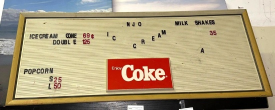 Vintage Coke Menu Board 43" Long