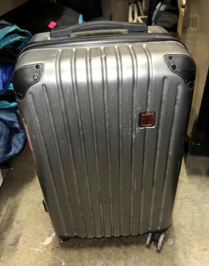 Gray Swiss Gear Hard Shell Suit Case