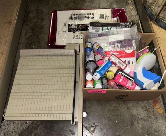 Craft lot- Paper Cutter, Dyno Label Maker, Paint, Tons of New Stickers etc