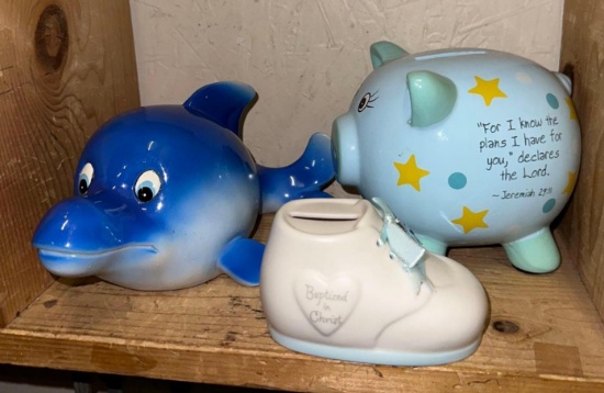 3 Child's Coin Banks- Piggie Banks
