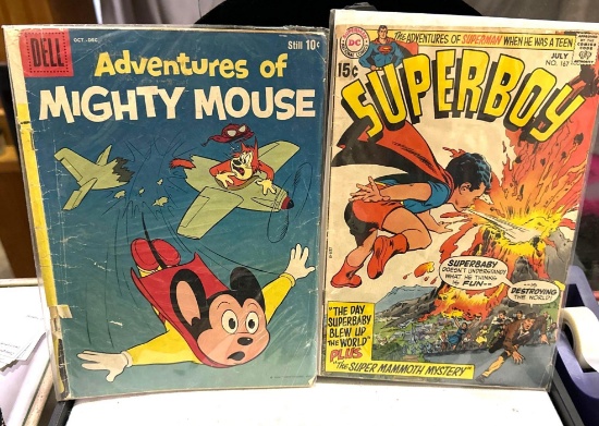2 Vintage Comics Super boy No 167 and 1959 Mighty Mouse