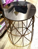 Mirror Top Side Table with Gold Base
