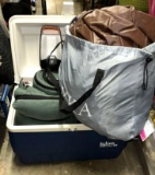 Camping Lot- Cooler, Rechargeable Lantern, Sleeping bag & BAYKA Air Mattress with built in pump